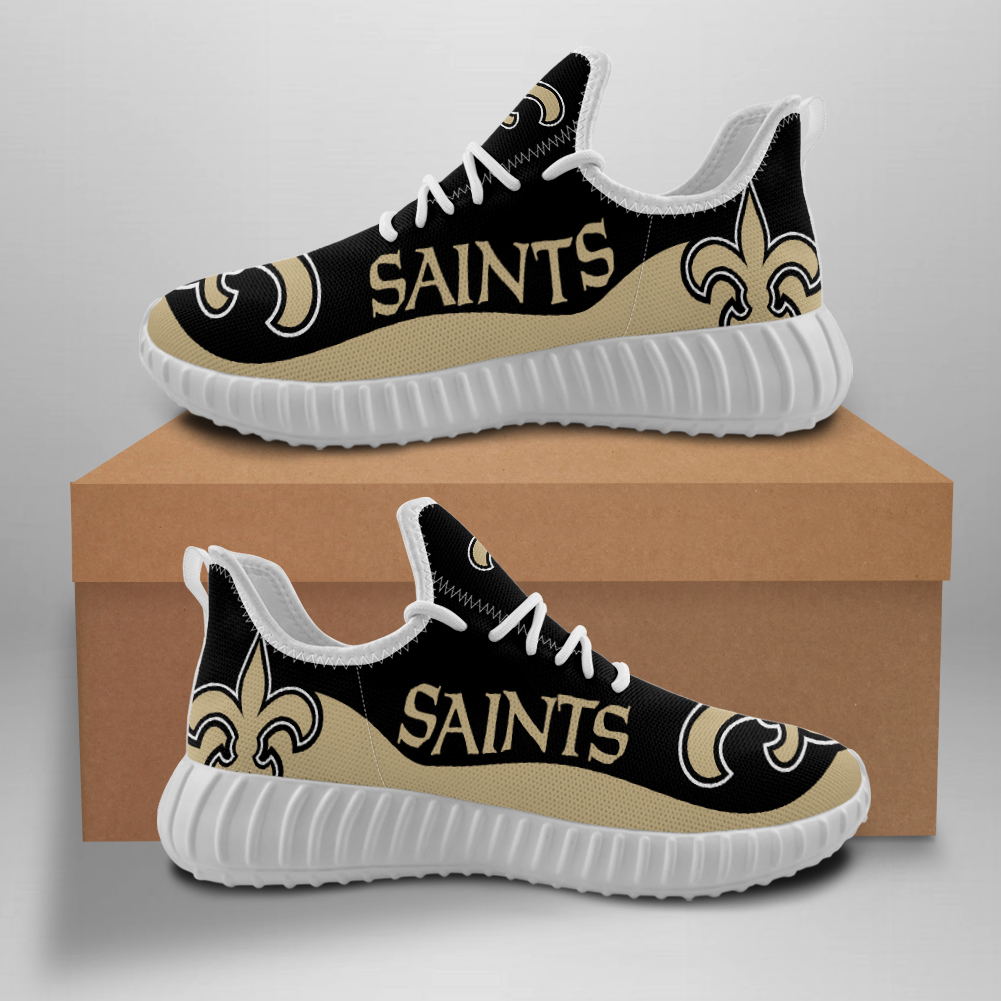 Men's New Orleans Saints Mesh Knit Sneakers/Shoes 001